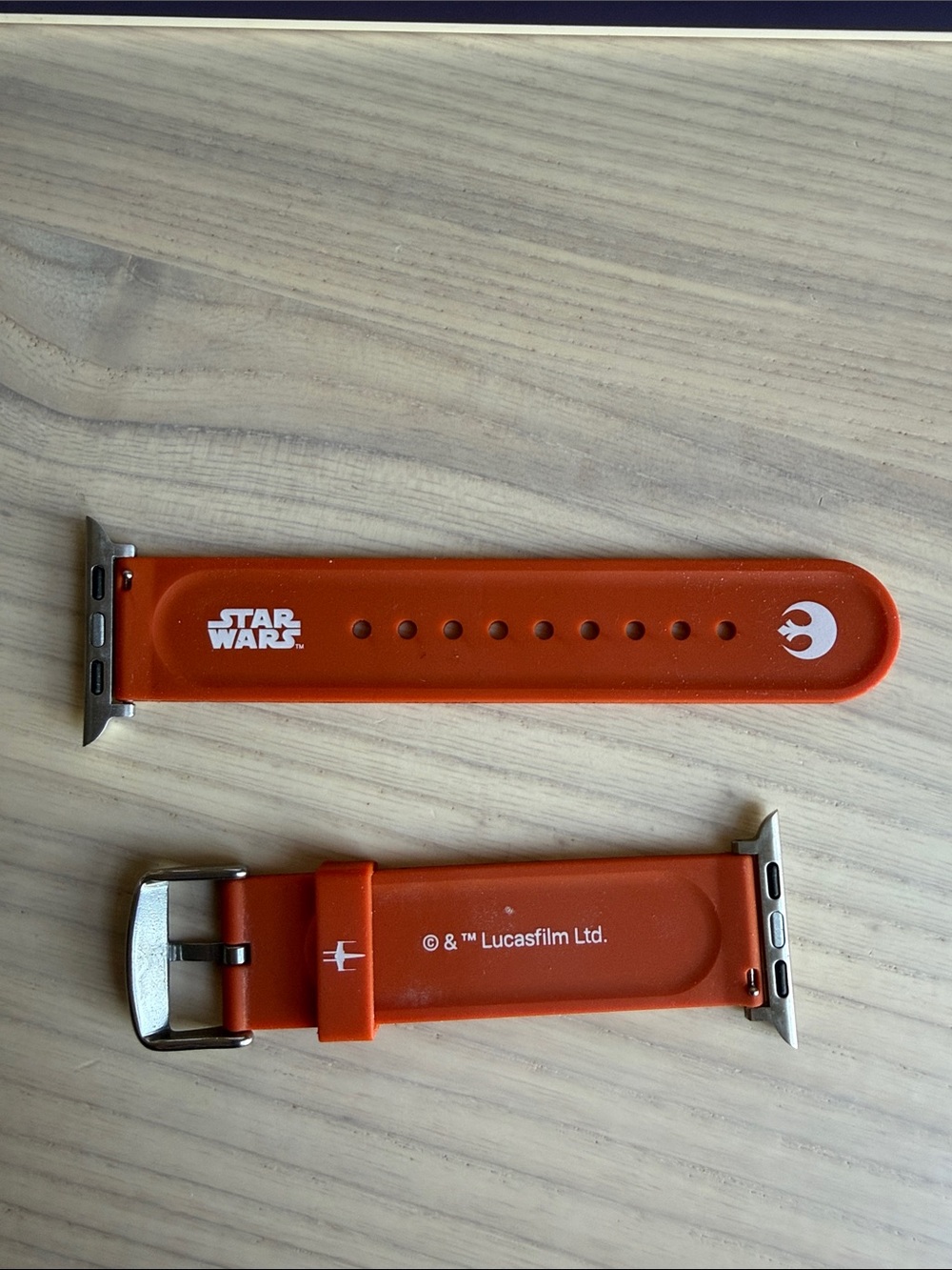 White and Orange Rebel Emblem Compatible Apple Watch Band - Picture 3 of 3